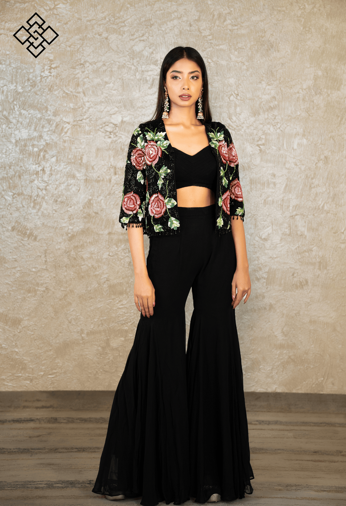 Black Floral Fusion Wear